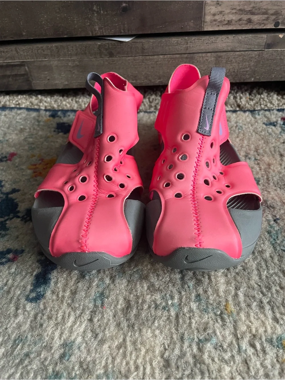 Nike kids girls Hot Pink and Gray Slide Sandals